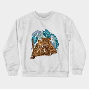 Leopard Mum and cub print Crewneck Sweatshirt